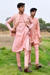 Buy_House of KOA_Pink Kurta Chanderi Cord Aaron Work Set 