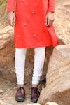 Buy_House of KOA_Red Kurta Chanderi Embroidery Resham Hibiscus Set _Online_at_Aza_Fashions