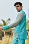 Buy_House of KOA_Blue Bundi Raw Silk Embroidery Cutdana Azul Border And Kurta Set 