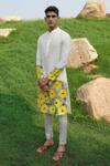 Buy_House of KOA_Off White Kurta Chanderi Pant Stretchable Cotton Satin Cyntheria Print With _at_Aza_Fashions