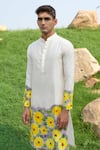 Buy_House of KOA_Off White Kurta Chanderi Pant Stretchable Cotton Satin Cyntheria Print With _Online_at_Aza_Fashions