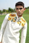 Shop_House of KOA_Off White Kurta Chanderi Pant Stretchable Cotton Satin Golden Hour With _at_Aza_Fashions