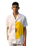 House of KOA_Off White Cotton Hand Paint Sunflower Shirt _Online_at_Aza_Fashions