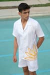 Buy_House of KOA_Off White Cotton Embroidery Sunflower Ray Hope Shirt _at_Aza_Fashions