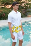 Shop_House of KOA_Off White Cotton Hand Paint Sunflower Meadow Shirt _at_Aza_Fashions