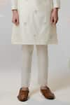 House of KOA_Off White Kurta Chanderi Embroidered Silk Zen Garden Louts Motif With Pant _Online_at_Aza_Fashions