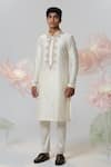 Buy_House of KOA_White Kurta Chanderi Embroidered Aari Front Pati With Pant _at_Aza_Fashions