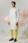 House of KOA_White Kurta Chanderi Embroidered Silk Thread Orentail Rose Shoulder _Online_at_Aza_Fashions