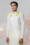 Buy_House of KOA_White Kurta Chanderi Embroidered Silk Thread Orentail Rose Shoulder _Online_at_Aza_Fashions