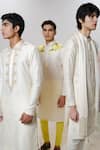 House of KOA_White Kurta Chanderi Embroidered Silk Thread Orentail Rose Shoulder _at_Aza_Fashions