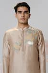 Buy_House of KOA_Beige Kurta Chanderi Embroidered Silk Thread Blossom Harmony With Pant _Online_at_Aza_Fashions