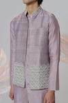 Buy_House of KOA_Grey Kurta Chanderi Embroidered Zardozi Cloud Serenity Bandi With Set _Online_at_Aza_Fashions