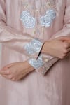 Buy_House of KOA_Pink Kurta Chanderi Embroidered Silk Thread Rose With Pant _Online_at_Aza_Fashions