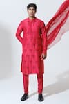 Buy_House of KOA_Red Kurta Chanderi Embroidered Glass Bead Sacred Lout With Pant _at_Aza_Fashions