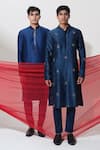 House of KOA_Blue Kurta Chanderi Embroidered Glass Bead Abstract With Pant _Online_at_Aza_Fashions