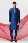 Buy_House of KOA_Blue Kurta Chanderi Embroidered Glass Bead Azure Gradiation Panel With Pant _at_Aza_Fashions