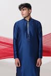 Buy_House of KOA_Blue Kurta Chanderi Embroidered Glass Bead Azure Gradiation Panel With Pant _Online_at_Aza_Fashions