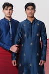 House of KOA_Blue Kurta Chanderi Embroidered Glass Bead Azure Gradiation Panel With Pant _at_Aza_Fashions