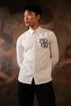 House of KOA_White Crepe Embroidered Thread His Majesty Shirt _Online_at_Aza_Fashions