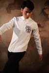 Buy_House of KOA_White Crepe Embroidered Thread His Majesty Shirt _Online_at_Aza_Fashions