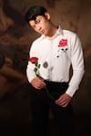 House of KOA_White Cotton Satin Handpainted Rose Garden Shirt _Online_at_Aza_Fashions