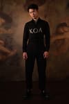 Buy_House of KOA_Black Crepe Embroidered Logo Shirt _at_Aza_Fashions