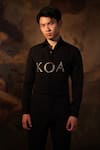 Shop_House of KOA_Black Crepe Embroidered Logo Shirt _at_Aza_Fashions