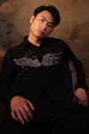 House of KOA_Black Crepe Embroidered Bead Wings Of Time Glassbead Shirt _Online_at_Aza_Fashions