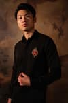 House of KOA_Black Crepe Embroidered Thread Timeless Love Shirt _Online_at_Aza_Fashions