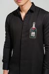 Shop_House of KOA_Black Italian Banana Crepe Embroidery Champagne Bottle Shirt _Online_at_Aza_Fashions