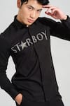 Shop_House of KOA_Black Italian Banana Crepe Embroidery Starboy Shirt _Online_at_Aza_Fashions