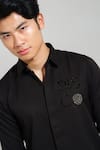 Buy_House of KOA_Black Italian Banana Crepe Embroidery Disco Shirt _Online_at_Aza_Fashions