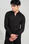 Shop_House of KOA_Black Italian Banana Crepe Embroidery Big Star Galaxy Shirt _Online_at_Aza_Fashions