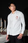 Buy_House of KOA_White Italian Banana Crepe Embroidery Marlboro Cigarette Shirt _at_Aza_Fashions