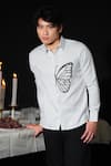 Buy_House of KOA_White Italian Banana Crepe Embroidery Butterfly Shirt _at_Aza_Fashions