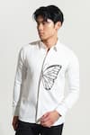 Buy_House of KOA_White Italian Banana Crepe Embroidery Butterfly Shirt _Online_at_Aza_Fashions