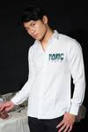 House of KOA_White Italian Banana Crepe Embroidery Toxic Cutdana Shirt _Online_at_Aza_Fashions