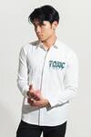 Buy_House of KOA_White Italian Banana Crepe Embroidery Toxic Cutdana Shirt _Online_at_Aza_Fashions