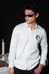 Shop_House of KOA_White Italian Banana Crepe Embroidery Plant Based Thread Shirt _at_Aza_Fashions