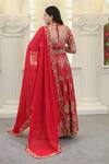 Shop_Hasrat By Salma_Pink Bemberg Silk Hand Embroidery Zardosi Leaf Neck Blouse And Lehenga Set _at_Aza_Fashions