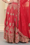 Hasrat By Salma_Pink Bemberg Silk Hand Embroidery Zardosi Leaf Neck Blouse And Lehenga Set _Online_at_Aza_Fashions