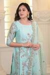 Buy_Hasrat By Salma_Blue Chanderi Crepe Silk Organza Hand Embroidery Floral Kurta And Sharara Set _Online_at_Aza_Fashions