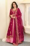 Buy_Hasrat By Salma_Pink Georgette Hand Embroidery Floral Anarkali And Lehenga Set For Kids_at_Aza_Fashions