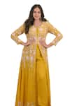 Buy_Hasrat By Salma_Yellow Georgette Hand Embroidery Floral Anarkali With Pant For Kids_Online_at_Aza_Fashions