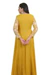 Hasrat By Salma_Yellow Georgette Hand Embroidery Floral Round Anarkali With Pant _at_Aza_Fashions