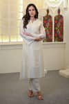 Buy_Hasrat By Salma_White Chanderi Hand Embroidery Floral Scallop Kurta With Pant For Kids_at_Aza_Fashions