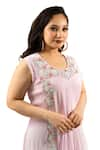 Buy_Hasrat By Salma_Purple Georgette Hand Embroidery Floral Kurta Round With Cape 