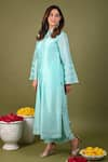 Buy_Hasrat By Salma_Blue Silk Chanderi Hand Embroidered Lace Kurta With Pant For Kids_Online_at_Aza_Fashions