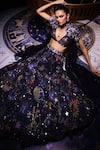 Shop_Ohaila Khan_Multi Color Polymoss Hand Embellished 3d Stars Geometric Andromeda Lehenga Set _at_Aza_Fashions