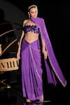 Buy_Ohaila Khan_Purple Chiffon Embellished Sequins Tube Artemis Pre-draped Saree With Blouse _at_Aza_Fashions